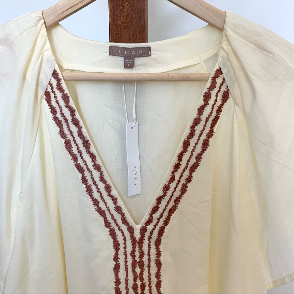 NWT Lilla P Flutter Sleeve Tiered Dress in Ecru - Picture 13 of 15